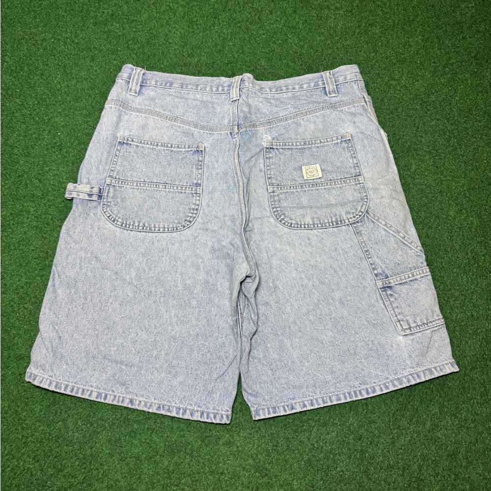 Carpenter Jorts Denim Shorts Mens 36 12” Baggy Light Wash Hip Hop Grunge Skater